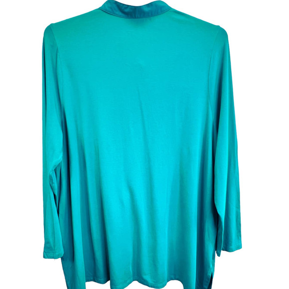 Soft Surroundings Tunic Top Teal Green Size 2X Plus Size Long Sleeve Blouse Top - Picture 4 of 8